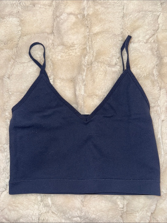 Garage Tops - Garage Navy Blue Cropped Spaghetti Strap Tank